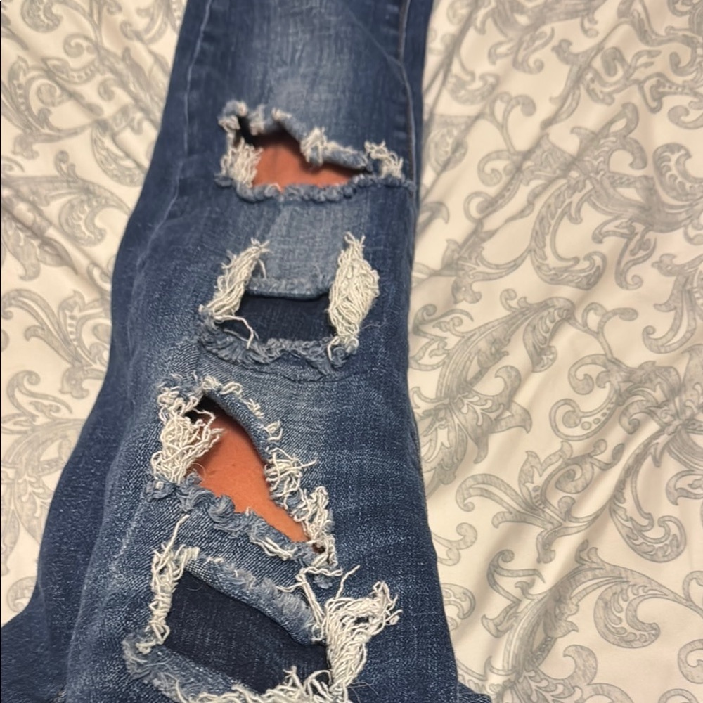 KanCan Ripped Dark Blue Skinny Jeans - Picture 8 of 8